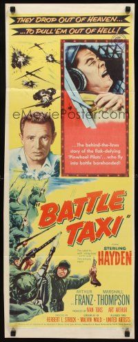 2y287 BATTLE TAXI insert '55 Sterling Hayden, they drop out of Heaven to pull 'em out of Hell!