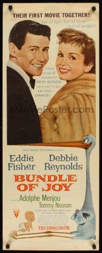 2y318 BUNDLE OF JOY insert '57 Debbie Reynolds, Eddie Fisher, Adolphe Menjou, Tommy Noonan!