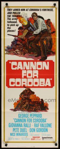2y323 CANNON FOR CORDOBA insert '70 cool art of George Peppard with huge gun!