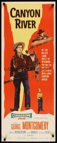 2y324 CANYON RIVER insert '56 cowboy George Montgomery in the killer land west of Wyoming!