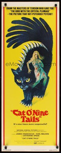 2y329 CAT O' NINE TAILS insert '71 Dario Argento's Il Gatto a Nove Code, wild horror art of cat!