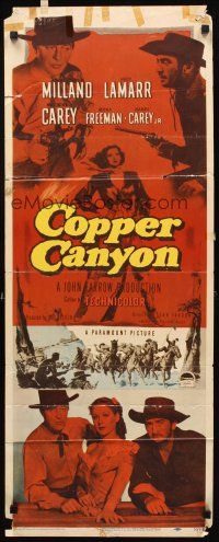 2y354 COPPER CANYON insert '50 Ray Milland, Macdonald Carey & sexy cowgirl Hedy Lamarr!