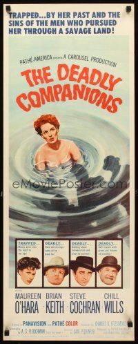 2y363 DEADLY COMPANIONS insert '61 first Peckinpah, art of sexy Maureen O'Hara caught swimming!