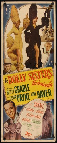 2y377 DOLLY SISTERS insert '45 cool image of sexy entertainers Betty Grable & June Haver!