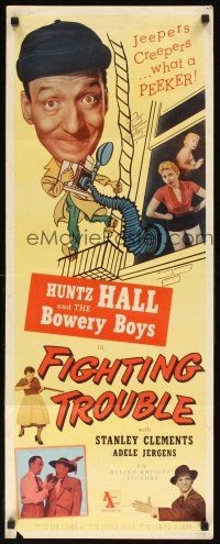 2y391 FIGHTING TROUBLE insert '56 Huntz Hall & the Bowery Boys, jeepers creepers what a peeker!