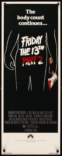 2y399 FRIDAY THE 13th PART II insert '81 summer camp slasher horror sequel, the body count continues