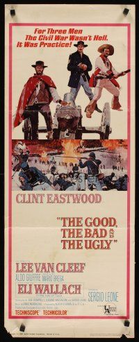 2y417 GOOD, THE BAD & THE UGLY insert '68 Clint Eastwood, Lee Van Cleef, Sergio Leone, cool art!