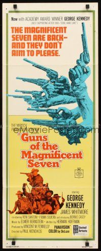 2y428 GUNS OF THE MAGNIFICENT SEVEN insert '69 George Kennedy, James Whitmore, Reni Santoni