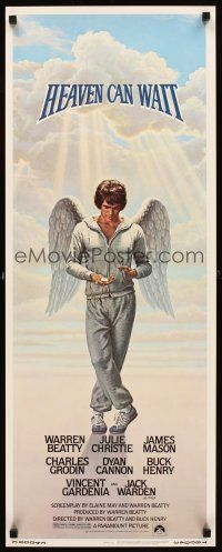 2y437 HEAVEN CAN WAIT insert '78 art of angel Warren Beatty wearing sweats by Lettick, football!