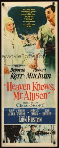 2y438 HEAVEN KNOWS MR. ALLISON insert '57 Robert Mitchum in uniform w/ nun Deborah Kerr!