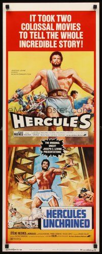 2y442 HERCULES/HERCULES UNCHAINED insert '73 world's mightiest man Steve Reeves double-bill!