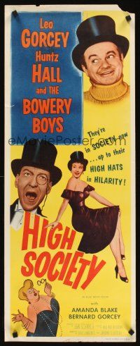 2y446 HIGH SOCIETY insert '55 William Beaudine, Leo Gorcey, Huntz Hall & The Bowery Boys!