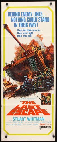 2y488 LAST ESCAPE insert '70 Stuart Whitman, awesome Thurston art of tank running over car!