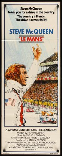 2y492 LE MANS insert '71 best close up art of race car driver Steve McQueen waving at fans!