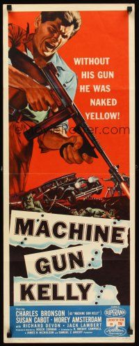2y509 MACHINE GUN KELLY insert '58 cool art of Charles Bronson w/gun, Roger Corman, AIP!
