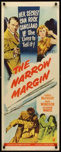 2y546 NARROW MARGIN insert '51 Richard Fleischer classic film noir, Charles McGraw, Marie Windsor