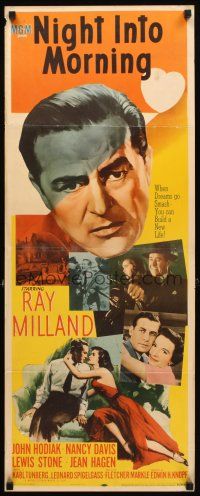 2y548 NIGHT INTO MORNING insert '51 great dramatic art of alcoholic Ray Milland & family!