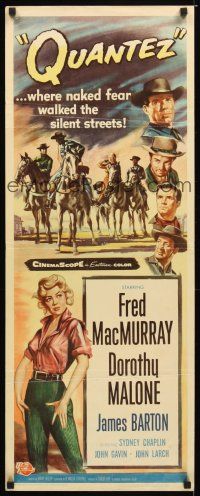 2y572 QUANTEZ insert '57 artwork of Fred MacMurray & sexy Dorothy Malone with torn shirt!
