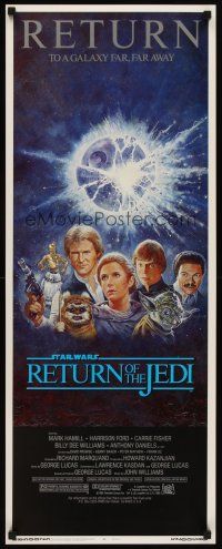 2y584 RETURN OF THE JEDI insert R85 Lucas classic, Mark Hamill, Harrison Ford, cool Jung art!