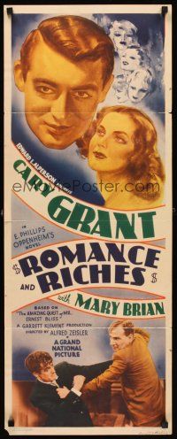 2y589 ROMANCE & RICHES insert '37 Cary Grant, Mary Brian, from E. Phillips Oppenheim's novel