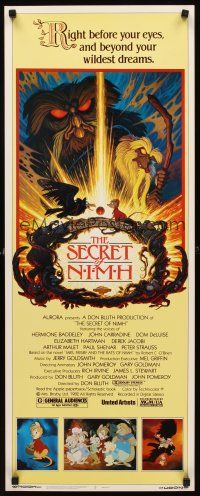 2y597 SECRET OF NIMH insert '82 Don Bluth, cool mouse fantasy cartoon artwork by Tim Hildebrandt!
