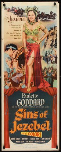 2y607 SINS OF JEZEBEL insert '53 sexy Paulette Goddard as most wicked Biblical woman!
