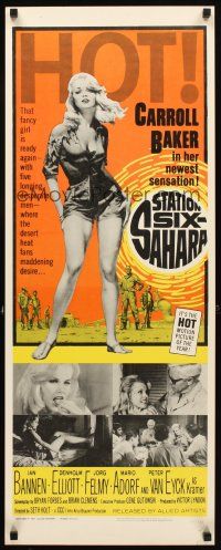 2y619 STATION SIX-SAHARA insert '64 super sexy Carroll Baker is alone with five men in the desert!