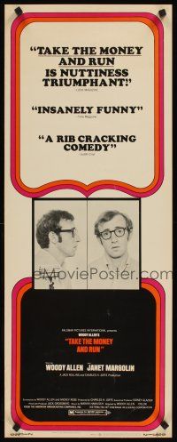 2y639 TAKE THE MONEY & RUN insert '69 wacky Woody Allen mugshot in classic mockumentary!