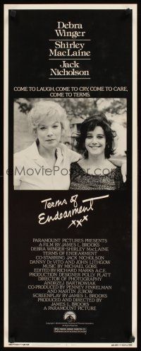 2y651 TERMS OF ENDEARMENT insert '83 great close up of Shirley MacLaine & Debra Winger!
