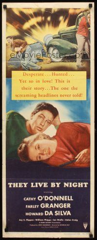 2y655 THEY LIVE BY NIGHT insert '48 Nicholas Ray noir classic, Farley Granger, Cathy O'Donnell