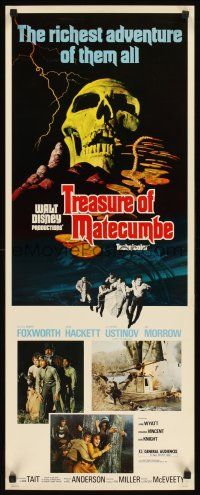 2y668 TREASURE OF MATECUMBE insert '76 Walt Disney, cool artwork of giant skull & gold coins!