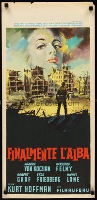 2y163 AREN'T WE WONDERFUL? Italian locandina '58 German comedy, art of bombed out city!