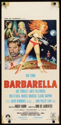2y164 BARBARELLA Italian locandina '68 sexiest sci-fi art of Jane Fonda by Antonio Mos, Vadim!