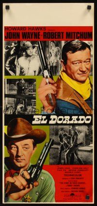 2y183 EL DORADO Italian locandina '67 John Wayne, Robert Mitchum, Howard Hawks