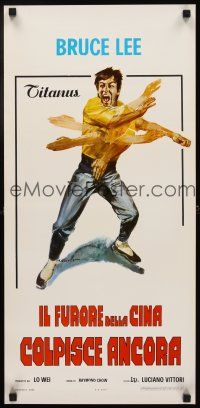 2y185 FISTS OF FURY Italian locandina '73 great Bruce Lee action kung fu art by Ciriello!
