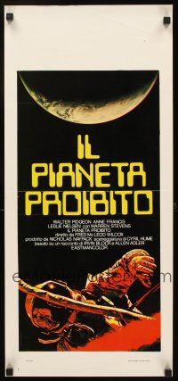 2y186 FORBIDDEN PLANET Italian locandina R70s great different art of astronaut, sci-fi classic!
