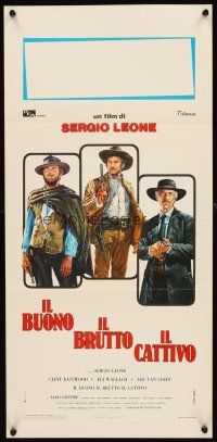 2y198 GOOD, THE BAD & THE UGLY Italian locandina R70s Clint Eastwood, Van Cleef, Leone, cool art!