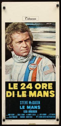 2y206 LE MANS Italian locandina '71 different close up of race car driver Steve McQueen!