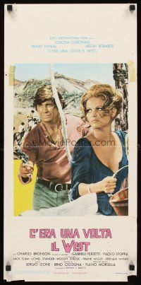 2y220 ONCE UPON A TIME IN THE WEST Italian locandina R70s Bronson & sexy Claudia Cardinale!