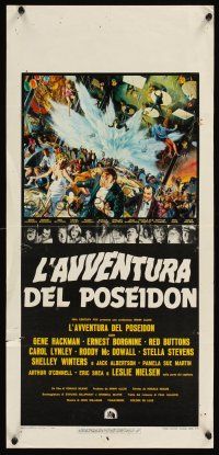 2y225 POSEIDON ADVENTURE Italian locandina '73 art of Gene Hackman & Stella Stevens by Kunstler!