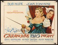 2z399 CASANOVA'S BIG NIGHT style A 1/2sh '54 artwork of Bob Hope behind sexy Joan Fontaine w/sword!