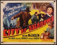 2z410 CITY OF SHADOWS style B 1/2sh '55 tough gangster Victor McLaglen in New York City!