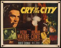 2z428 CRY OF THE CITY 1/2sh '48 film noir, c/u of Victor Mature, Richard Conte, Shelley Winters