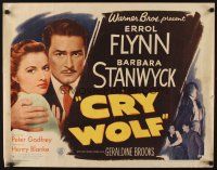 2z429 CRY WOLF style B 1/2sh '47 Errol Flynn & Barbara Stanwyck, Geraldine Brooks!