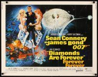 2z444 DIAMONDS ARE FOREVER 1/2sh '71 art of Sean Connery as James Bond by Robert McGinnis!