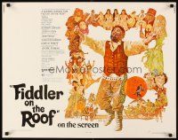 2z477 FIDDLER ON THE ROOF 1/2sh '71 cool artwork of Topol & cast by Ted CoConis!