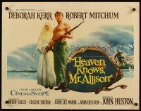 2z508 HEAVEN KNOWS MR. ALLISON 1/2sh '57 barechested Robert Mitchum w/rifle & nun Deborah Kerr!