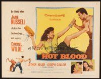 2z524 HOT BLOOD style B 1/2sh '56 great image of barechested Cornel Wilde grabbing Jane Russell!