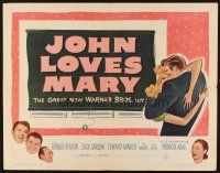 2z549 JOHN LOVES MARY 1/2sh '49 Ronald Reagan, Jack Carson, Patricia Neal, romantic artwork!