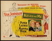 2z557 KELLY & ME style B 1/2sh '57 art of Van Johnson, Piper Laurie, sexy Martha Hyer & dog!